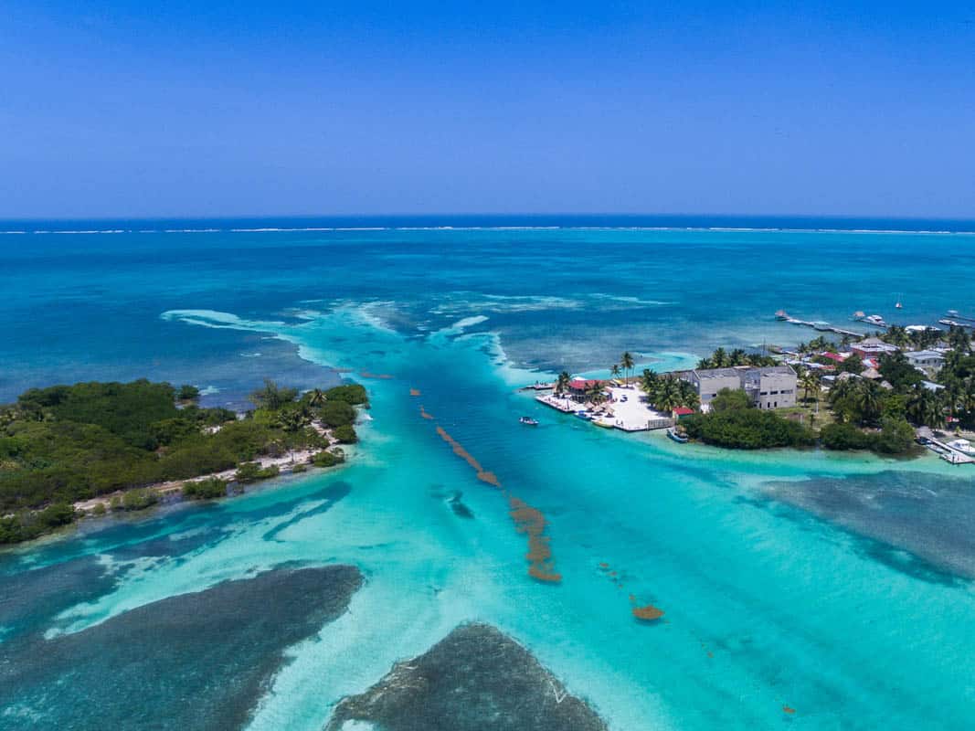 Caye Caulker Belize Barrier Reef Aerial 119509559 